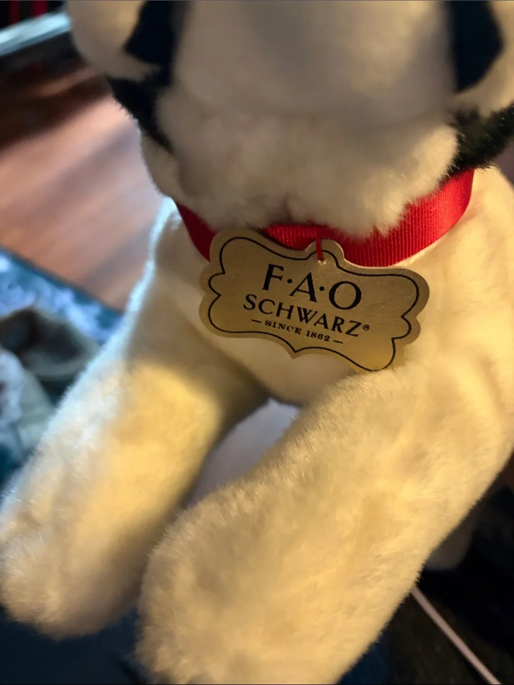 FAO Schwarz Black & White Plush Boston Terrier with Brand Tag